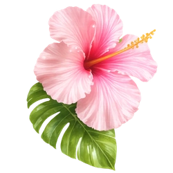 Pink flower with leaf